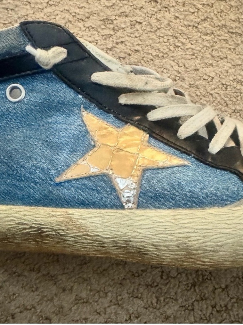 Golden Goose Denim Sneakers with Gold Star